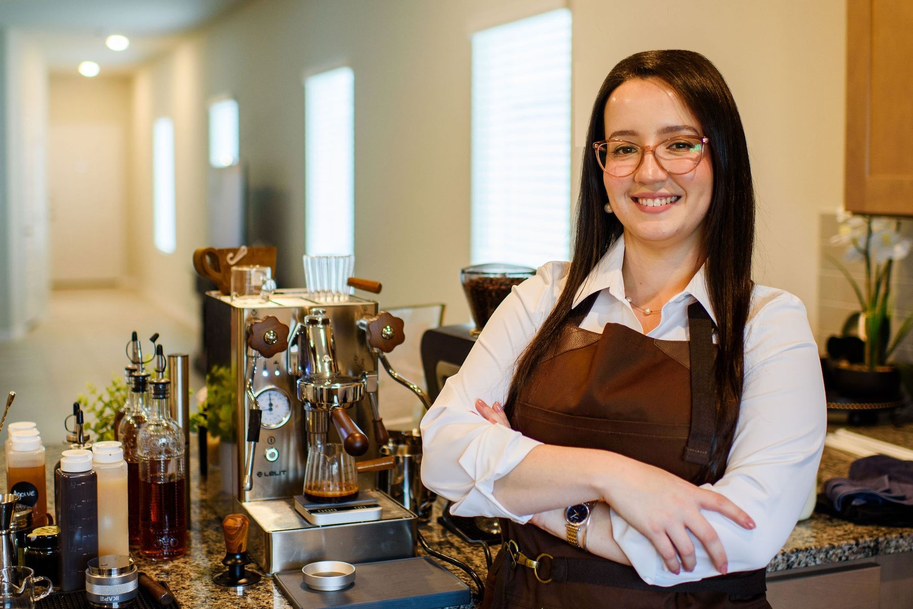 Ornella next to the Lelit espresso machine